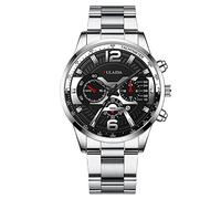 Light up Watch Men's Stainless Case Quartz Analog Wrist Watch Mechanic Watch for Men (A, One Size)