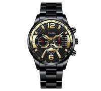 Light up Watch Men's Stainless Case Quartz Analog Wrist Watch Mechanic Watch for Men (B, One Size)