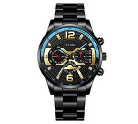 Light up Watch Men's Stainless Case Quartz Analog Wrist Watch Mechanic Watch for Men (E, One Size)