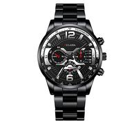 Light up Watch Men's Stainless Case Quartz Analog Wrist Watch Mechanic Watch for Men (F, One Size)