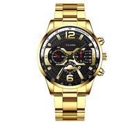 Light up Watch Men's Stainless Case Quartz Analog Wrist Watch Mechanic Watch for Men (H, One Size)