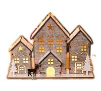 Light Up Winter House Scene LED Warm White Christmas Home Stag Tree Ornament 24.5cm