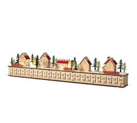 Light-Up Wooden Christmas Village Advent Calendar with 24 Drawers, Red | Christmas Countdown Calendar 2026, LED Holiday Countdown Decoration, Reusable Tabletop Xmas Village Display for Holiday Decor