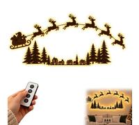 Light-Up Wooden Reindeer Decor,Handmade Wood LED Reindeer Christmas Wall Art Decor (A)