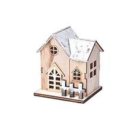 Light Up Wooden Village Houses Christmas Decorations,LED Light Up Christmas Village Scene Mini Christmas House Ornament for Christmas Table Centerpiece, Shopping Mall Window Decorations