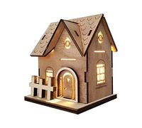 Light Up Wooden Village Houses Christmas Decorations,LED Light Up Christmas Village Scene Mini Christmas House Ornament for Christmas Table Centerpiece, Shopping Mall Window Decorations
