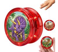 Light Up Yoyo Red Dinosaur Design Automatic Return Yo-Yo Kids Beginners Players High Speed Plastic bearing Entertaining Professional Loop Yo yo String Tricks Party Favors Adult Boys Girls - 5.5cm