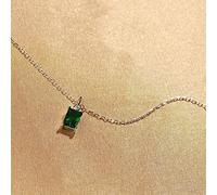 Light Vintage Emerald Square Zircon Pendant Necklace Women 925 Sterling Silver Elegant Temperament Anniversary Jewelry