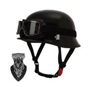 Light Vintage Motorcycle Open Face Half Helmet for Adult Men Women, ECE Approved German Style Half Shell Helmet with Goggles Mask for Chopper Scooter Moped ATV Cruiser