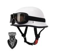 Light Vintage Motorcycle Open Face Half Helmet for Adult Men Women, ECE Approved German Style Half Shell Helmet with Goggles Mask for Chopper Scooter Moped ATV Cruiser