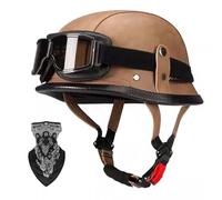Light Vintage Motorcycle Open Face Half Helmet for Adult Men Women, ECE Approved German Style Half Shell Helmet with Goggles Mask for Chopper Scooter Moped ATV Cruiser