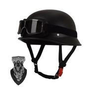 Light Vintage Motorcycle Open Face Half Helmet for Adult Men Women, ECE Approved German Style Half Shell Helmet with Goggles Mask for Chopper Scooter Moped ATV Cruiser
