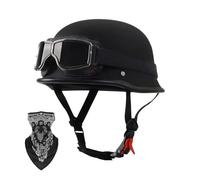 Light Vintage Motorcycle Open Face Half Helmet for Adult Men Women, ECE Approved German Style Half Shell Helmet with Goggles Mask for Chopper Scooter Moped ATV Cruiser