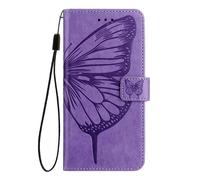 (Light Violet) Case for Tcl 50 Pro Nxtpaper Premium Leather Flip Cover Embossing Butterfly Magnetic