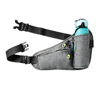 Light Waist Pack with Water Bottle Holder - Waterproof Breathable Running Fanny Pack, Multi-Pocket Storage for Phone & Keys, Headphone Hole Reflective Strips for Running, Cycling, Dog Walking,Grey
