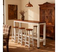 Light Walnut Breakfast Bar Table Adjustable Frame Pub Coffee Desk 150kg Capacity Dining Table Stylish Kitchen Bar for Home Use (160x40x100cm)