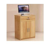 Light Walnut Checkout Counter L-Shaped Reception Desk with Lockable Drawer Versatile Cashier Front Desk for Simple nization 60cm/23.6in - Ideal for Businesses