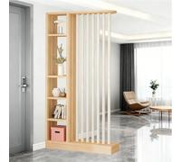 Light Walnut Room Divi Floor to Ceiling Partit Sn with Sto Shelf for Entrance Hall Privacy Wall Cabinet L39 x W9 x H79 Slish Home Decor