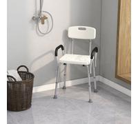 Non Slip Adjustable Shower Chair Aluminium White