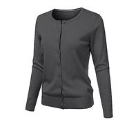 Light Weight Cardigans for Women UK Crew Neck Long Sleeve Button Up Fine Knit Cardigans with Cuffs Thin Open Front Jumpers Ladies Regular Fit Smart Casual Sweaters for Holiday Travel Work