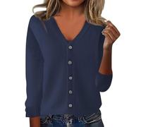 Light Weight Cardigans for Women UK Open Front Knit Sweaters Button Down V Neck Women's Knit Cardigan Long Sleeve Solid Color Soft Comfy Jumper Outerwear