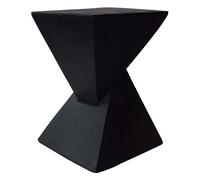 Light-Weight Concrete Aent Table with Wood Grain Finish, Modern Hourglass Side Small Bedside for Living Room and Bedroom, Walnut