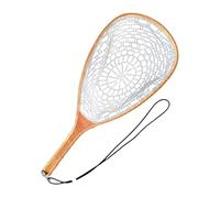 Light Weight Fish Net Wood Frame Fly Fishing Landing Net With Soft Rubber Meshes For Catching And Release Easy To Use Fishes Catching Releasing Fishing Tool For Saltwater Bass