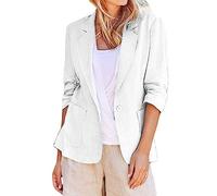 Light Weight Linen Blazers for Women Business Casual Plus Size Jacket Solid Color Cotton Breathable Suit Work Clothes