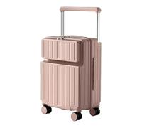 Light Weight Travel Luggage with Wheels, Carry on Luggage with Front Pocket, Waterproof Suitcase USB Port Cup Holder Side Hook, Durable (Pink, 20in)