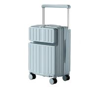 Light Weight Travel Luggage with Wheels, Carry on Luggage with Front Pocket, Waterproof Suitcase USB Port Cup Holder Side Hook, Durable (Blue, 20in)