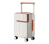 Light Weight Travel Luggage with Wheels, Carry on Luggage with Front Pocket, Waterproof Suitcase USB Port Cup Holder Side Hook, Durable (Orange, 20in)