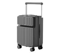 Light Weight Travel Luggage with Wheels, Carry on Luggage with Front Pocket, Waterproof Suitcase USB Port Cup Holder Side Hook, Durable (Gray, 24in)