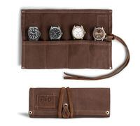 Light Weight Waxed Canvas Travel Watch Roll Organizer Holds Up To 4 Watches Handmade by Hide & Drink :: Honey Bourbon