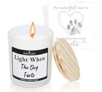 Light When The Dog F@rts, Funny Dog Scented Candle, with a Gift Card, Includes Gift Box - Christmas, Birthday, Mum, Dad, Friend [Energy Class A]