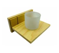 Light Wood Bathroom Kitchen Frosted Toothbrush Tumbler and Holder