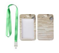 Light Wood Flooring Badge Holder with Green Lanyard, Lanyard Holder, Vertical Cards Protector for Office, Vertical Name Badges Protector for Staff, Nurse Accessories Nurse Accessories Work