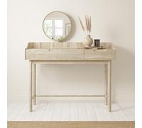 Light Wood Mid-Century Modern Dressing Table with Mirror and Drawers - Saskia