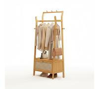 Light Wood Wooden Hall Tree with Bench & Sto, Multi-Purpose Coat Rack & Drop Zone nizer for Entryway, Bedroom, Hallway, Office - 20.28" x 15.75" x 66.14"