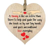 Light Wooden Heart Sign Plaque - A Nanny Is Like An Extra Mum - Hanging Wood Signs Plaques, Best Nanny Gifts From Grand Daughter, Presents for Nanny, Gift For Nanny, Nanny Gifts, Nanny Presents