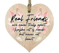 Light Wooden Heart Sign Plaque, Real Friends
