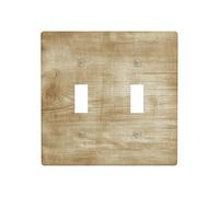 Light Wooden Texture Double Gang Toggle Light Cover Wall Plate Switch Decor Standard Size - 11.4x11.4cm