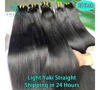 Light Yaki Straight 100% Raw Virgin Human Hair Extensions Wholesale #1B Natural Black Human Hair Weave Bundle Salon Supply Virgin Hair