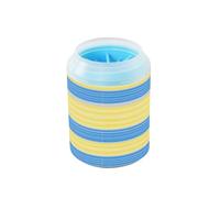 Light Yellow and Blue Striped Portable Pet Foot Paws Washer with Soft Massage Brush Essential For All Pets Owners for Cats Dogs