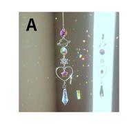 (Light Yellow) Crystal Wind Chime Moon Sun Catcher Diamond Prisms Pendant Dream Catcher Rainbow Chaser Hanging Drop Home Garden Decor