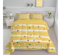 Light Yellow Cute Polka Dots Double Duvet, Reversible Coverless Simple Geometry Duvet, Anti Allergy Bed Quilt For All Seasons - 1 Soft Washable Comforter Bedding With Pillowcases