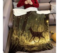 Light Yellow Flannel Blanket 220 x 240 cm forest wild deer Fleece Blanket 3D Print Flannel Fluffy Soft Warm Sherpa Throw for Bed Couch Sofa Outdoor Travel Bedroom living Room