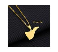 (Light Yellow Gold Color, 60cm) Spain Canary Islands Tenerife/Gran Canaria/Fuerteventura/La Palma/Lanzarote Pendant Necklaces Women Girl Stainless Steel Jewelry