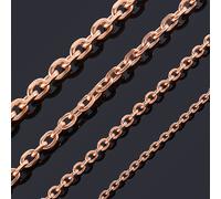 (Light Yellow Gold Color, 90cm) Width1.6/2/2.4/3/4/5mm Rose Tone Stainless Steel Women Men Cuban Chain Oval Necklace Top Jewelry