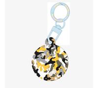 Light Yellow Grey Camo Print Round Acrylic Pet Tag, Dog Neck Pendant Tags for Pets Circular Dog Cat Collar Name Tags