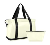 Light Yellow Solid Color Pure Plain Luggage Travel Bag Weekender Travel Overnight Bag with Toiletry Bag for Trip Foldable, light yellow Solid color Pure Plain, One Size